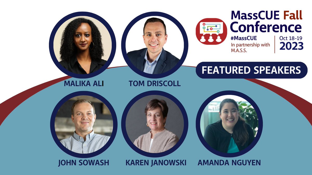 MassCUE (@masscue) on Twitter photo #MassCUE is proud to announce our Fall Conference Featured Speakers! Learn about this incredible group of education professionals and then register to come see them Oct 18-19. bit.ly/44yjlN3 <a href="/Malika_Ali/">Malika Ali</a> <a href="/TomDriscollEDU/">Tom Driscoll</a> <a href="/jrsowash/">John R. Sowash</a> <a href="/amanda_d_nguyen/">Amanda D Nguyen (she/her)</a> <a href="/KarenJan/">Karen Janowski</a> #MassCUE is proud to announce our Fall Conference Featured Speakers! Learn about this incredible group of education professionals and then register to come see them Oct 18-19. bit.ly/44yjlN3 <a href="/Malika_Ali/">Malika Ali</a> <a href="/TomDriscollEDU/">Tom Driscoll</a> <a href="/jrsowash/">John R. Sowash</a> <a href="/amanda_d_nguyen/">Amanda D Nguyen (she/her)</a> <a href="/KarenJan/">Karen Janowski</a>