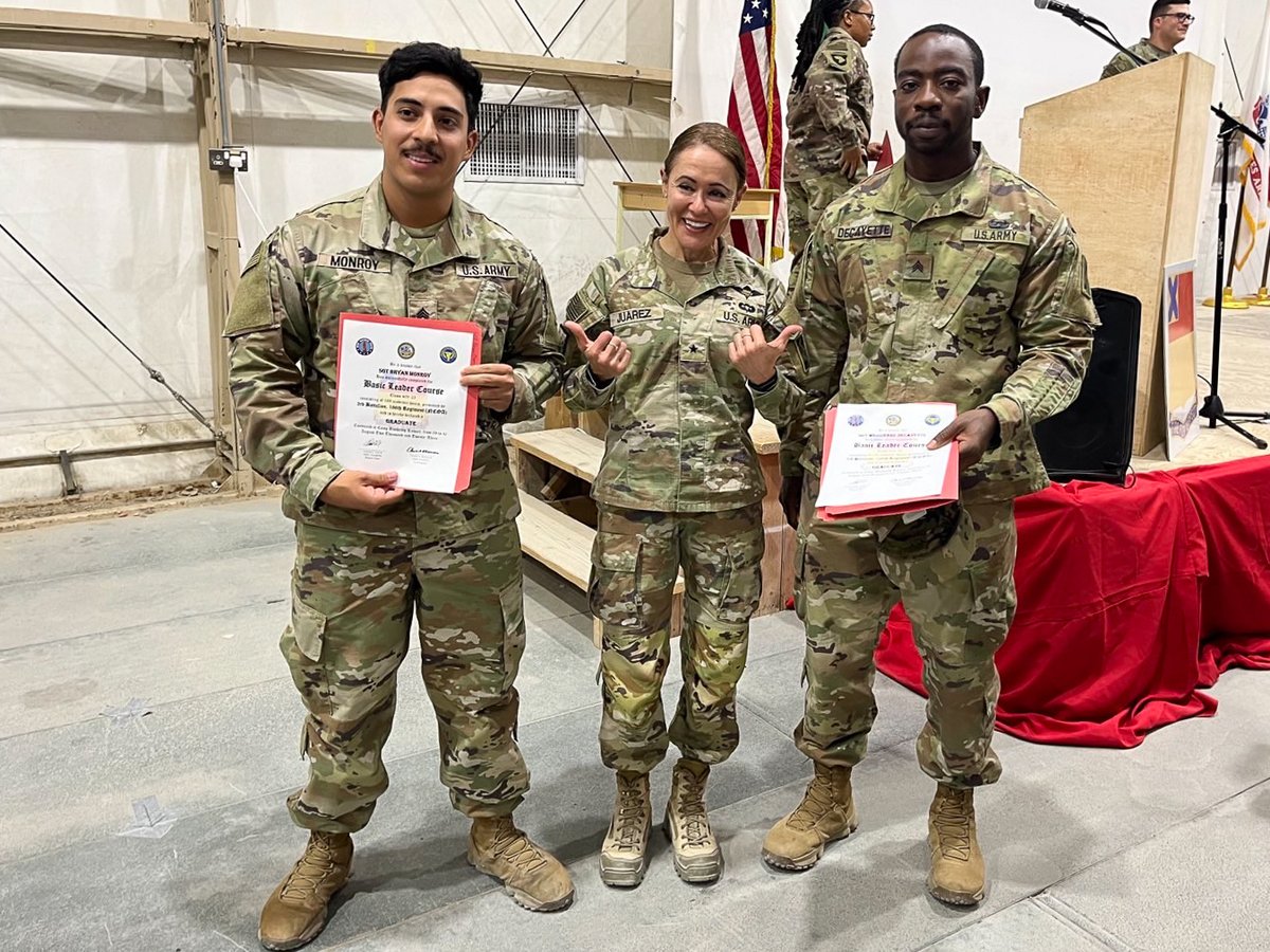 And just like that, we introduce your Basic Leader Course graduates! 

Deployed 143d ESC Soldiers graduate from the BLC at Camp Buehring, Kuwait, on Aug. 30, 2023. 

@usarmyreserve

#SustainingVictory #WinningMatter #BeAllYouCanBe