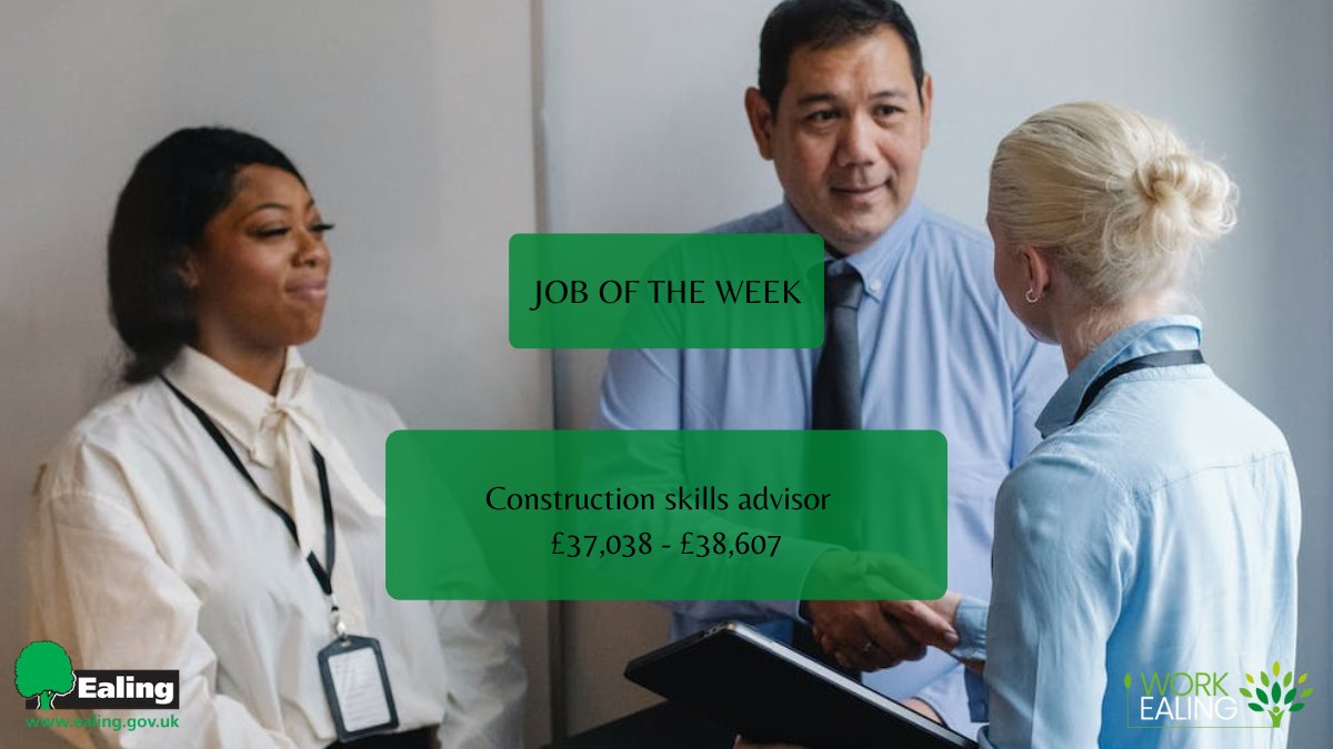 WorkEaling's tweet photo. Presenting to you our job of the week - construction skills advisor at Ealing Council. A fixed-term full-time role paying £37,038 - £38,607 per year. Read more and apply today. https://t.co/zJwfaqzaIl
#GoodJobs4Ealing https://t.co/xnAsbR4MVB