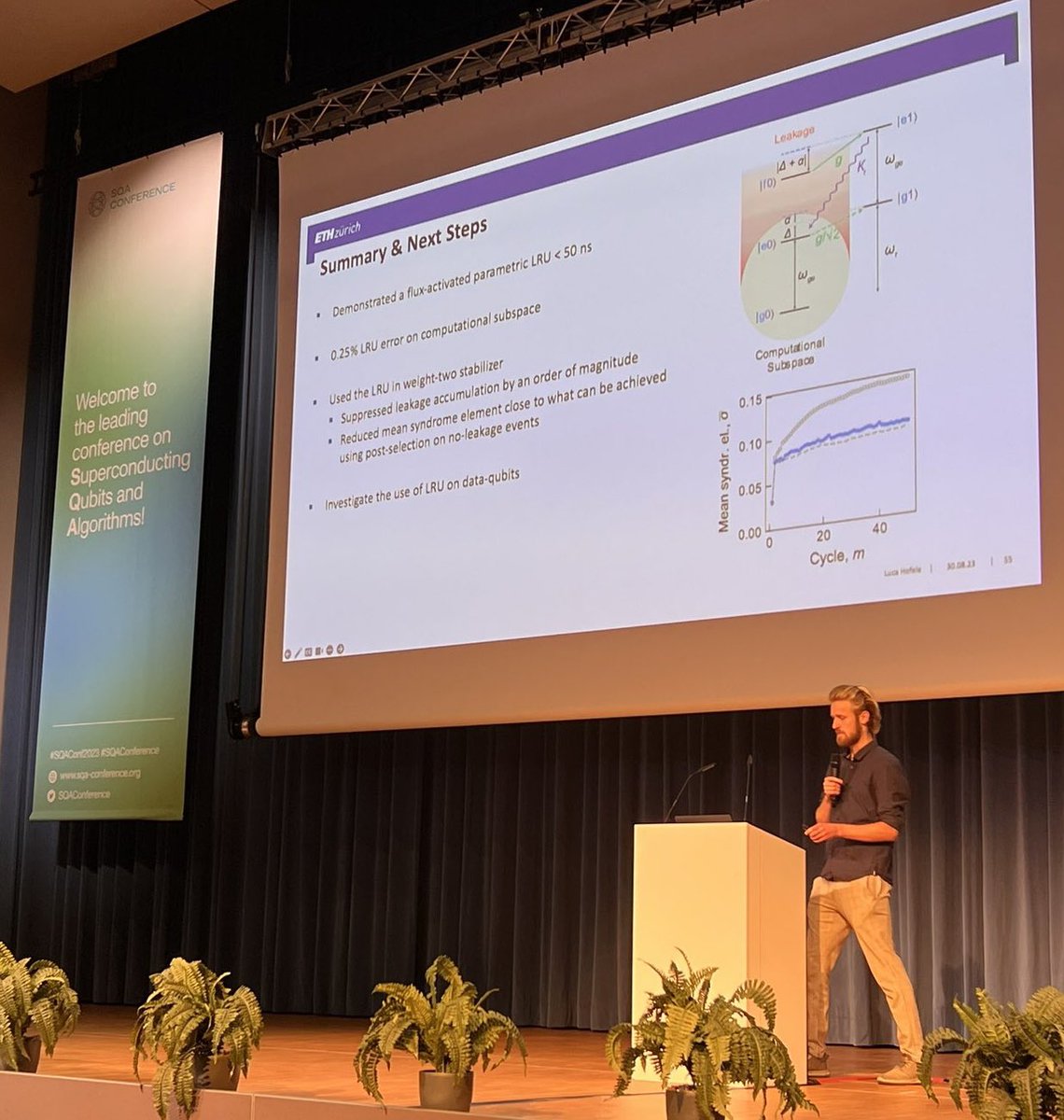 Andreas Wallraff (@andreasateth) on Twitter photo Congratulations to our <a href="/qudev/">Quantum Device Lab</a> <a href="/ETHQuantumCntr/">Quantum Center, ETH Zurich, Switzerland</a> <a href="/ETH_physics/">ETH Physics</a> <a href="/ETH_en/">ETH Zurich</a> 1st year graduate student Luca Hofele presenting for the first time at a major conference, <a href="/SQAConference/">Superconducting Qubits and Algorithms Conference</a> in #Munich.
The topic was leakage reduction for #quantum error correction.
My spies tell me the talk was Congratulations to our <a href="/qudev/">Quantum Device Lab</a> <a href="/ETHQuantumCntr/">Quantum Center, ETH Zurich, Switzerland</a> <a href="/ETH_physics/">ETH Physics</a> <a href="/ETH_en/">ETH Zurich</a> 1st year graduate student Luca Hofele presenting for the first time at a major conference, <a href="/SQAConference/">Superconducting Qubits and Algorithms Conference</a> in #Munich.
The topic was leakage reduction for #quantum error correction.
My spies tell me the talk was