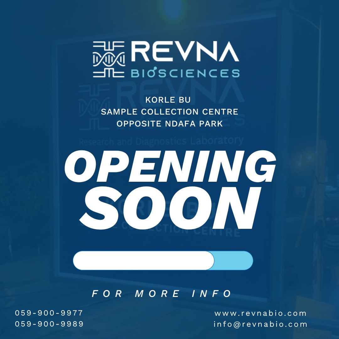 RevnaBio's tweet photo. We have some exciting news for you! #RevnaBio, your trusted partner in #research and #diagnostics, is coming to Korle Bu soon! You will be able to access our diagnostics services more easily and conveniently. Stay tuned!
#GoodScienceForAll #RevnaBiosciences #PrecisionMedicine https://t.co/Z3inCS85RI