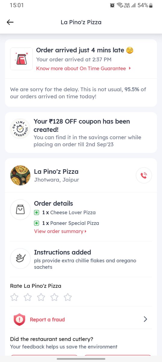 Aryan05663232's tweet photo. @zomato @zomatocare i recieved my order late still I haven't got my refund coupon of 100% order value I paid 863 but received only 128 ss attached https://t.co/5j8k2B4W5k