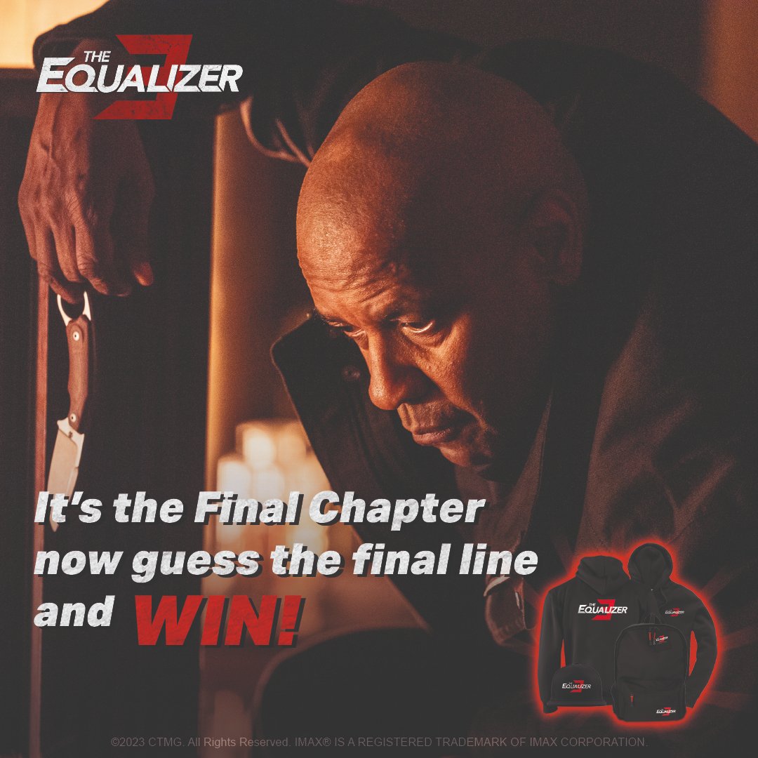 Attention all detectives and movie buffs! 🕵️‍♀️🍿 The riveting conclusion of The Equalizer trilogy is on the horizon, and your detective skills and film knowledge could lead you to VICTORY! Do you have what it takes to decipher the ultimate line in Equalizer 3's final chapter?