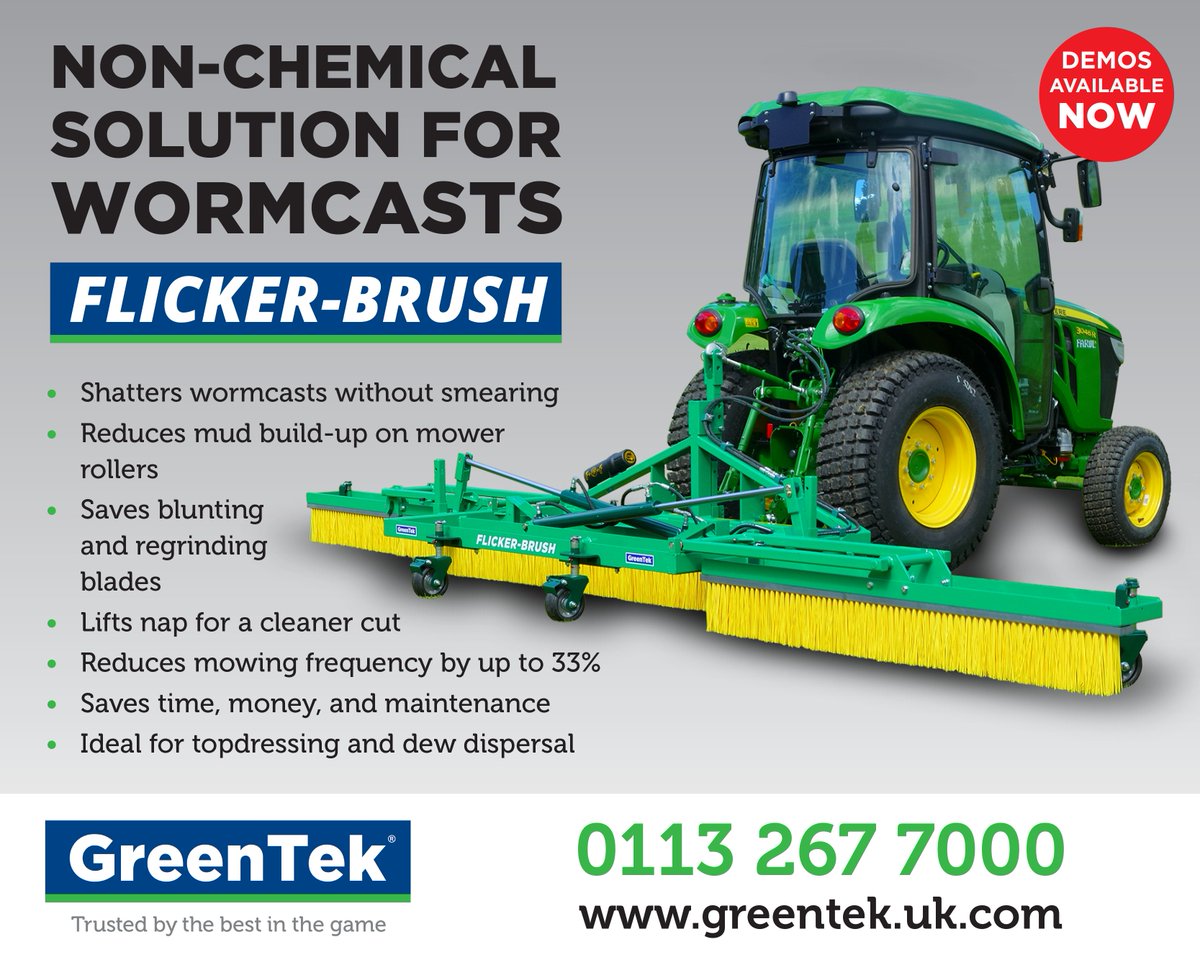 GreenTekGroup's tweet photo. NEW PRODUCT RELEASE...Meet the all new Flicker-Brush from @GreenTekGroup
Say goodbye to wormcast problems without chemical treatments!
⏩Watch the video and book a demo at https://t.co/9YiAfKXFqo
#GreenTek
#greenkeepers
#greenkeeping
#golfcourse
#turfcare
#sportsturf
#wormcast https://t.co/TRtSOBHNUU
