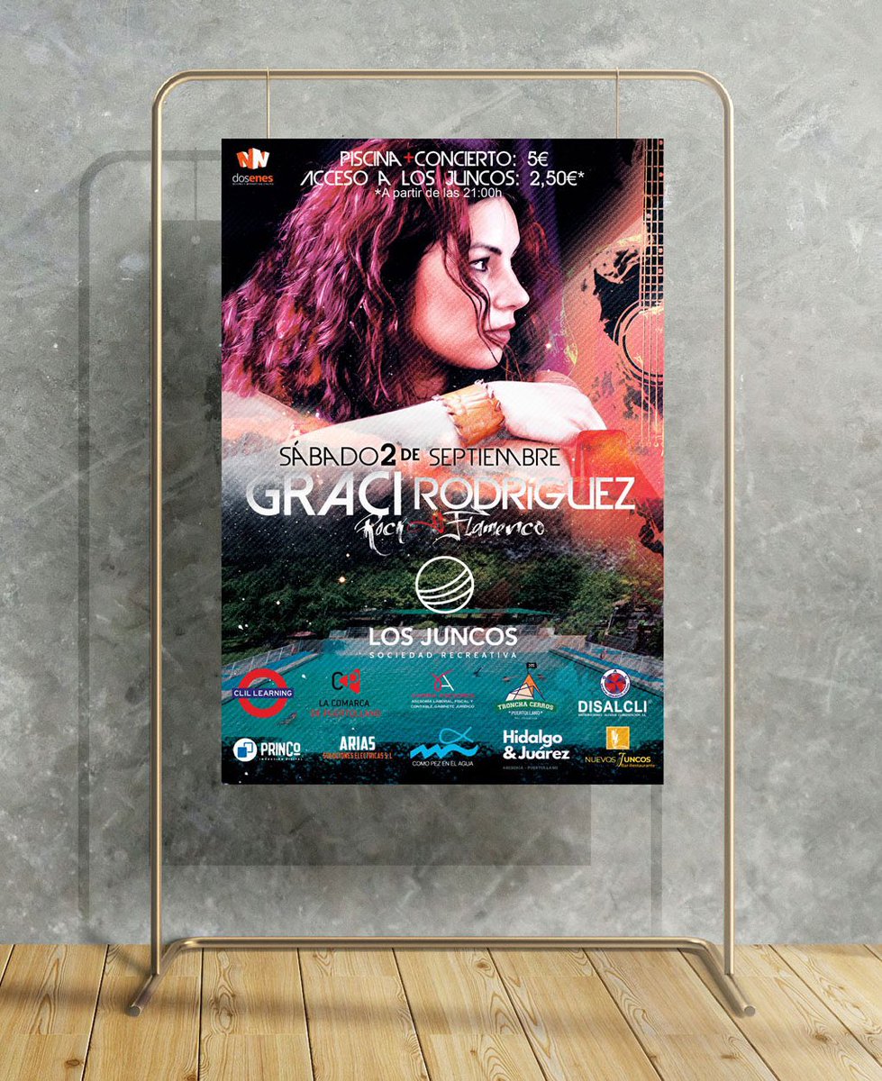 DosEnes_'s tweet photo. La cantante de Puertollano Graci Rodríguez vuelve a su tierra para dar un concierto este sábado en Los Juncos.

Un placer volver a diseñar para ella el cartel de su actuación.

#directo #gracirodriguez #losjuncos https://t.co/HZ5BBl4hKA