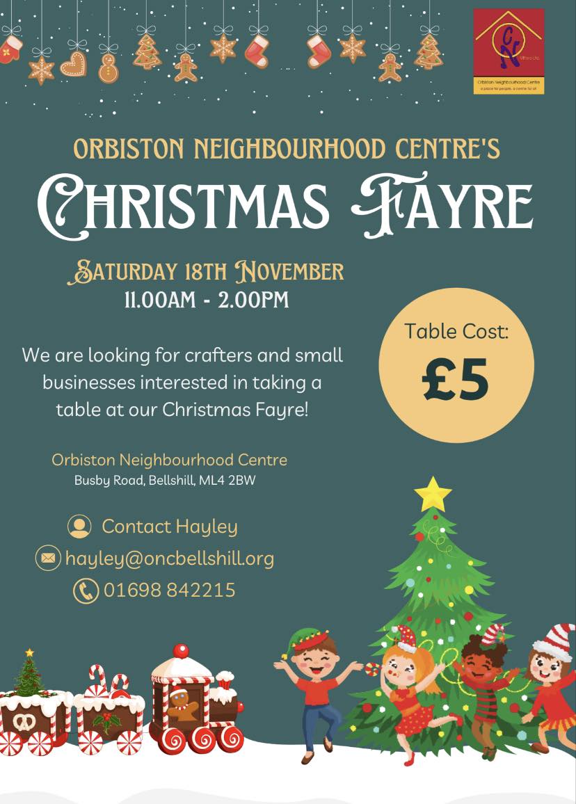 We are getting prepared for our Annual Christmas Fayre, if you would be interested in having a stall at our event then please contact Hayley on 01698 842215.