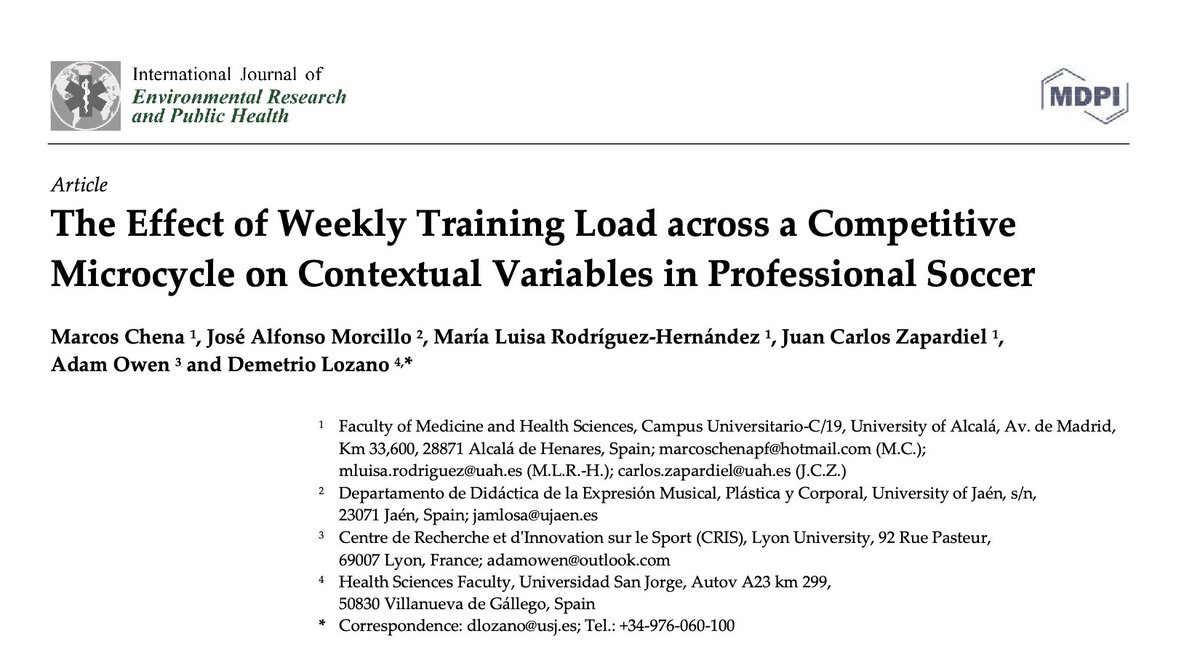 adamowen1980's tweet photo. ⚽️👨‍🔬🎓Weekly Load across a Competitive Microcycle on Contextual Variables in Pro #Football

📊Results could be used to structure TL &amp; WTL linked to competition 
📈Study shows WTL effects performance of players in competition

https://t.co/q24B3NmouQ

https://t.co/KAwSn4KXBg https://t.co/jQ0BFSQWcF