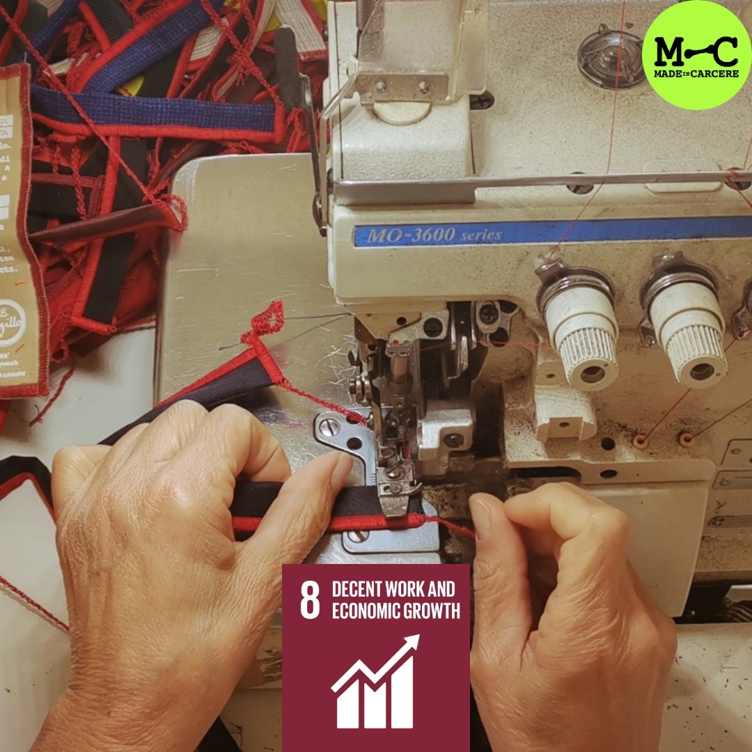 #MadeinCarcere - Officina Creativa s.c.s. aderisce all'obiettivo #8sdg riguardo al "lavoro dignitoso e crescita economica". #lavorare in carcere consente di abbattere la recidiva dell’80% circa, per noi quasi del 100%.