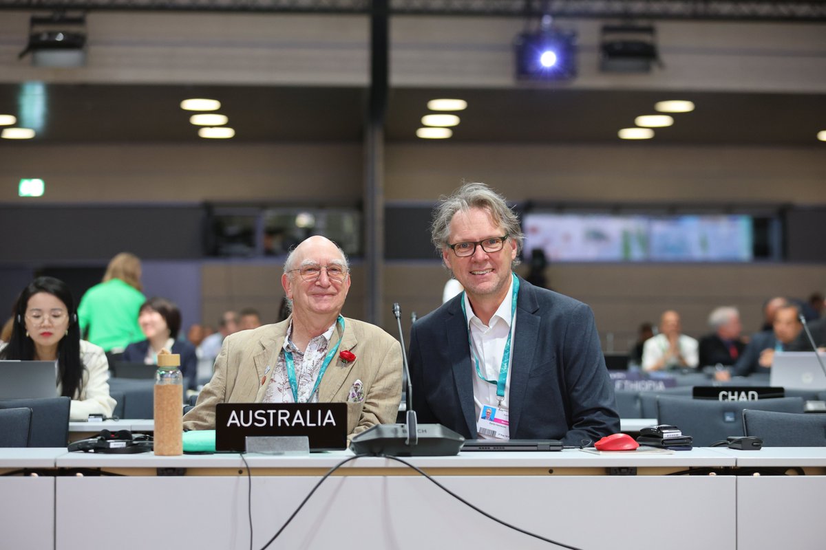 Bernie Hennecke, Chief Environmental Biosecurity Officer, and me as Chair <a href="/healthywildlife/">Wildlife Health Australia</a>  flying the flag <a href="/IPBES/">ipbes</a> #10 where we are reviewing the important Summary for Policy Makers on Invasive Alien Species. Hopefully by Friday we will have a great product!