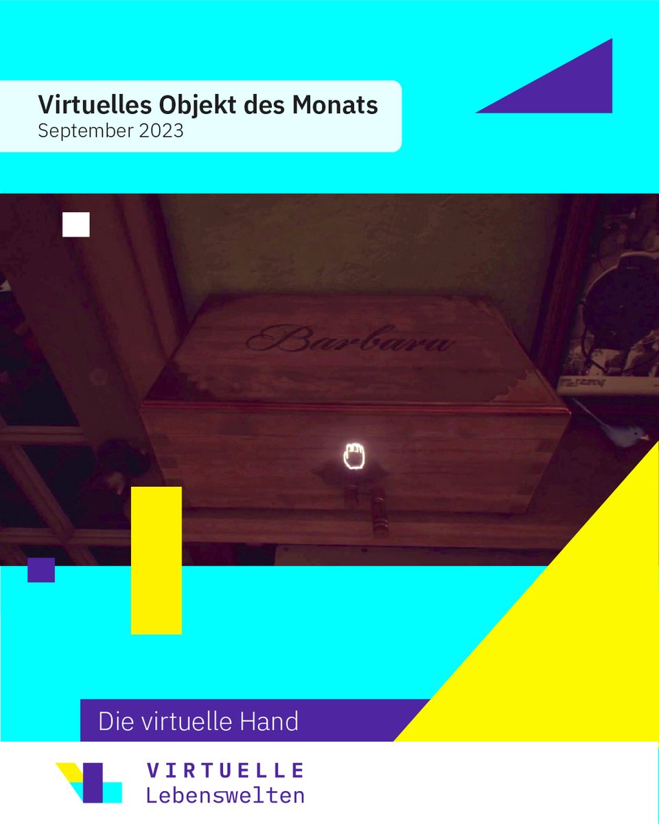 Das Virtuelle Objekt des Monats September ist die virtuelle Hand. In dem Beitrag fragt Ronja Weidemann nach der Funktion virtueller Hände für das Verhältnis von Avatarkörper und Spieler*innenkörper. ➡️virtuelle-lebenswelten.de/blog-post/vom-… #VOM #VirtuellesObjektdesMonats #ObjektdesMonats