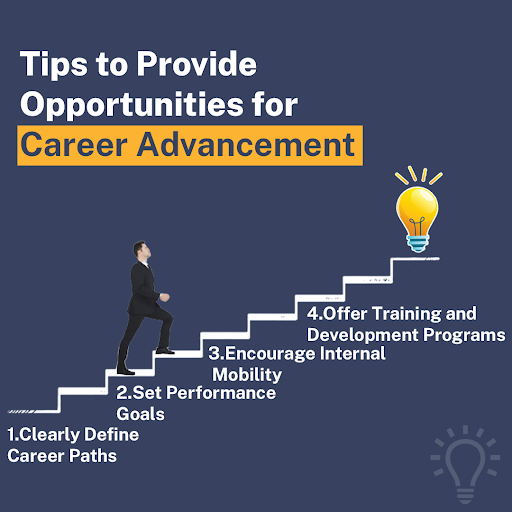 Providing opportunities for career advancement is crucial for retaining talented employees and fostering a motivated workforce. .#CareerAdvancementSupport #EmployeeGrowthOpportunities #MotivatedWorkforce #TalentRetentionStrategies #NurturingCareerGrowth