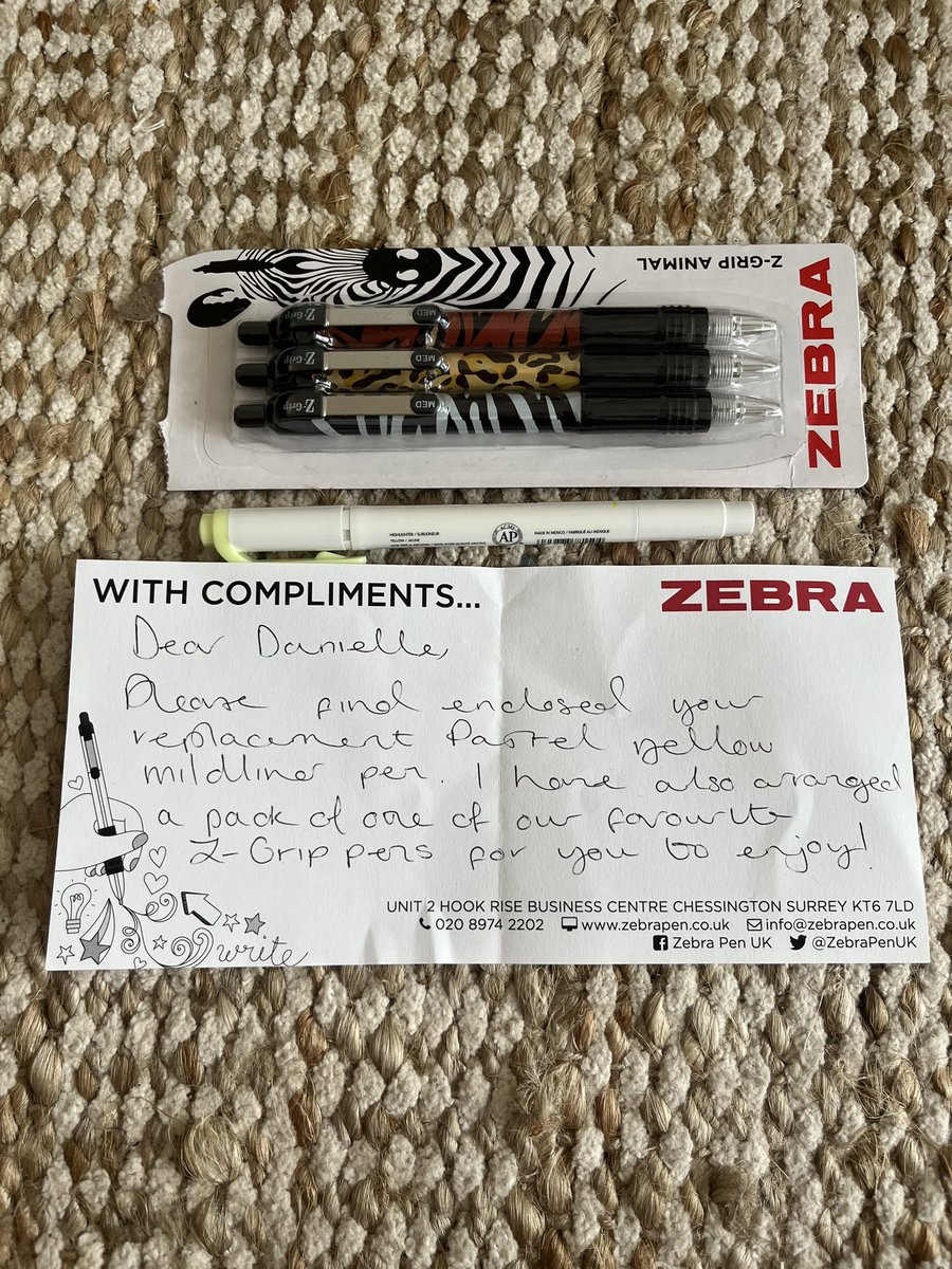 Thanks <a href="/ZebraPenUK/">Zebra Pen UK</a> for not only replacing a missing pen but giving me a freebie!