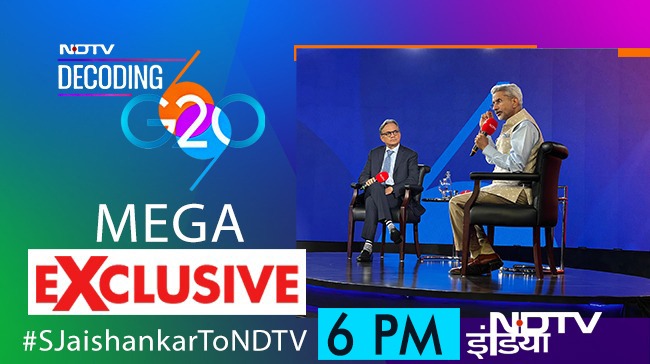 ndtvindia's tweet photo. #SJaishankarToNDTV | विदेशमंत्री एस जयशंकर से NDTV के एडिटर-इन-चीफ़ संजय पुगलिया की खास बातचीत
#MegaNDTVExclusive - NDTV इंडिया पर
⏰: आज शाम 6 बजे
#DecodingG20WithNDTV #MegaNDTVExclusive #NDTVDecodingG20 @DrSJaishankar @sanjaypugalia https://t.co/fp8zqIinix