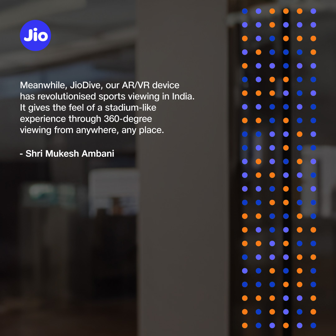 reliancejio's tweet photo. Shri Mukesh Ambani highlights the achievements of JioCinema in sports viewership, AR/VR integration and world-class entertainment.
#RILAGM2023 #RILAGM #Reliance #Jio #JioTrue5G #DigitalIndia #DigitalTransformation #JioDive #AR #VR #JioCinema #IPLonJioCinema https://t.co/EW4iFzFszJ