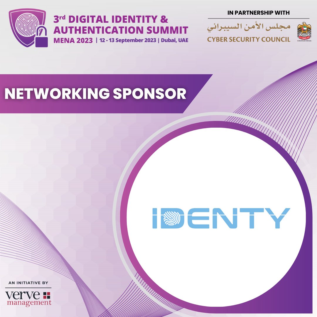 vervemgmtuae's tweet image. Introducing @Touchless_ID  as our official networking sponsor for the upcoming 3rd Annual Digital Identity &amp;amp; Authentication Summit MENA 2023. The summit is set to take place on the 12th and 13th of September at the Grosvenor House in Dubai, UAE.
#DIAS23