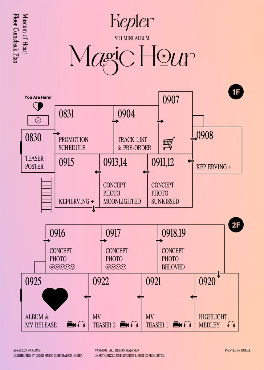Kep1er l PROMOTION SCHEDULER

Kep1er The 5th Mini Album
<Magic Hour>

2023.09.25 MON 6PM (KST)

#Kep1er #케플러
#MagicHour