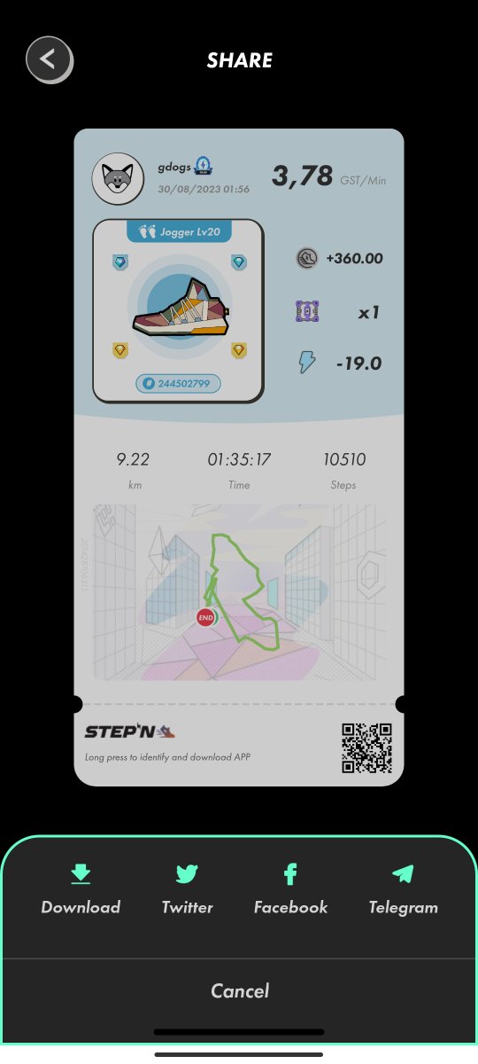 GDOGS013's tweet photo. My first ever lvl 7 mb and run with my new beauty #STEPNitUP #stepn #gmt #gst #moveto https://t.co/cXwemg3mWl