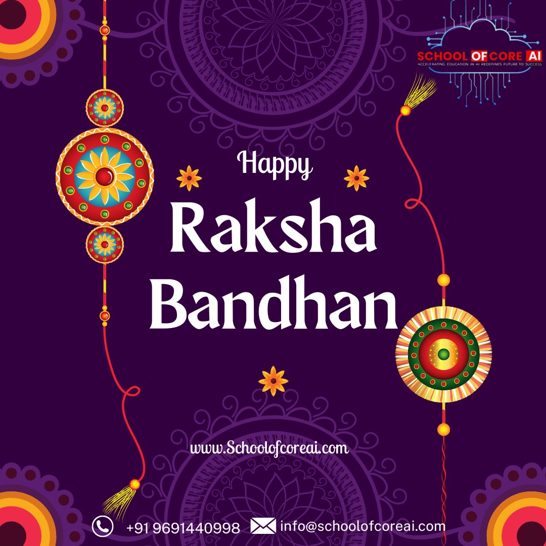 🎉 Celebrating the beautiful bond of love and protection on this special Raksha Bandhan! 💖 Wishing all the brothers and sisters out there a day filled with joy, laughter, and memories.🌟
#SCAI #schoolofcoreai #HappyRakshaBandhan #SiblingLove #BrotherSisterBond #RakshaBandhan2023