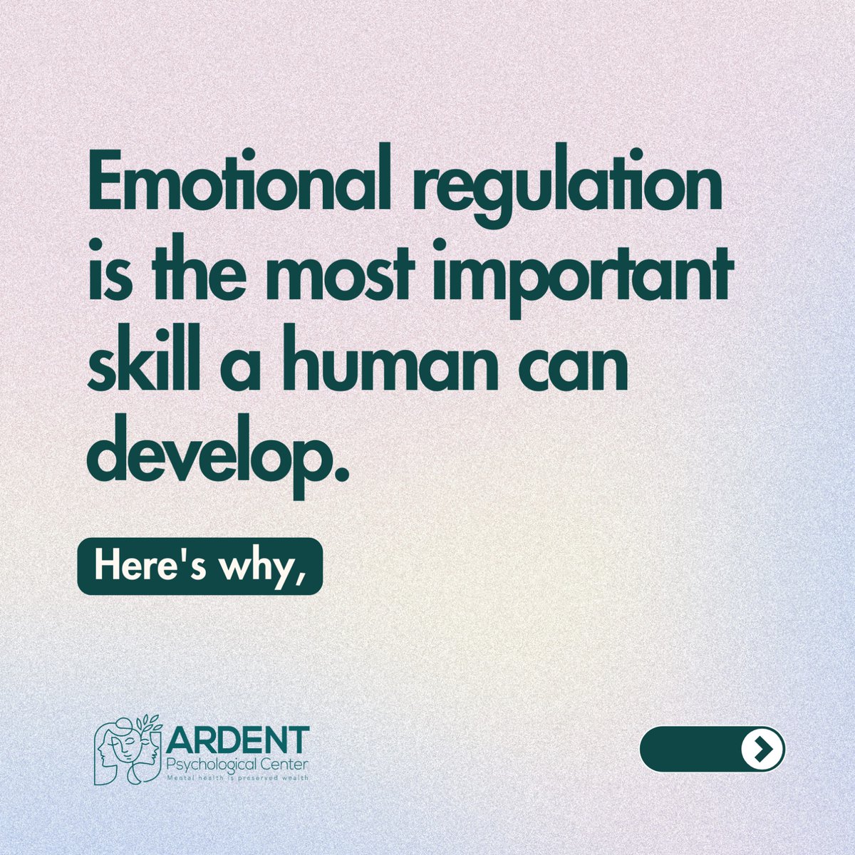 CenterArdent's tweet photo. In a world of constant change and challenges, emotional regulation emerges as the cornerstone of human potential. It's the compass guiding us through storms of emotion, fostering healthier relationships, and unlocking the door to confident decision-making and lasting well-being. https://t.co/NPiEgkEMGH