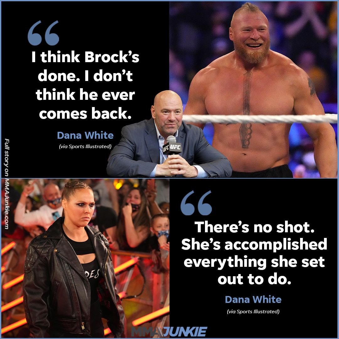 Dana White doesn’t see Brock Lesnar or Ronda Rousey returning for UFC 300

Full story: tinyurl.com/Ronda300