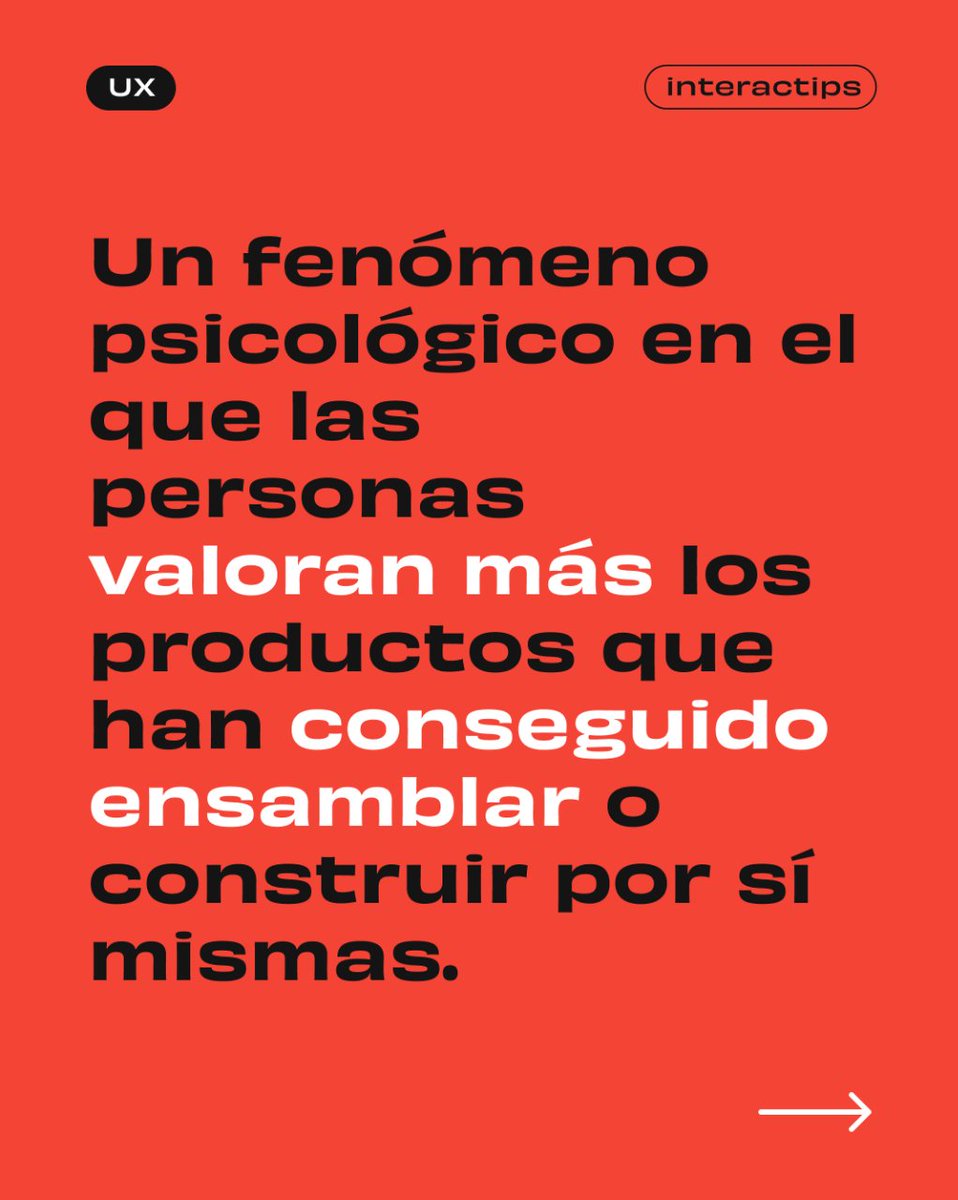 Interactius_UX's tweet photo. ¿Conoces el #EfectoIKEA? Cuando montamos muebles por nosotros mismos, les atribuimos un valor emocional y financiero mayor. Pero, ¿cómo podemos aplicarlo en la creación de productos digitales para aumentar la participación, la valoración y el compromiso de los usuarios? https://t.co/Ad2wvjiimR