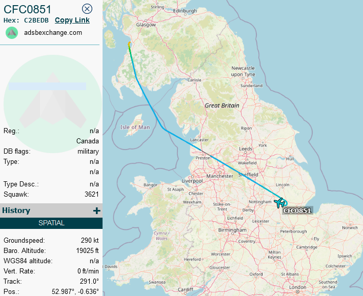 RCAF #F18's #C2BEDB as #CFC0851 relocating from Prestwick to Waddington
#CobraWarrior