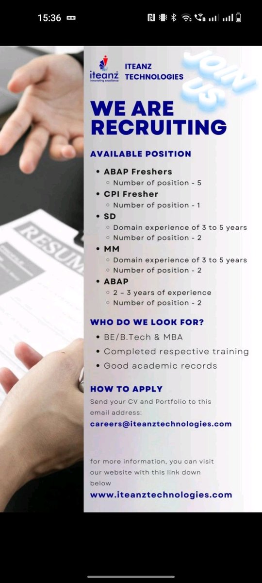 jobsin32's tweet image. Follow us for more updates

#abapfresher #abapfreshers #abapfreetraining #abapfresherjobs #sapconsulting #sapconsultant #sapsdtraining #sapsdonlinetraining #sapsd #sapsdjobs #sapsdconsultant #sapmm #sapmmjobs #sapmmconsultant
