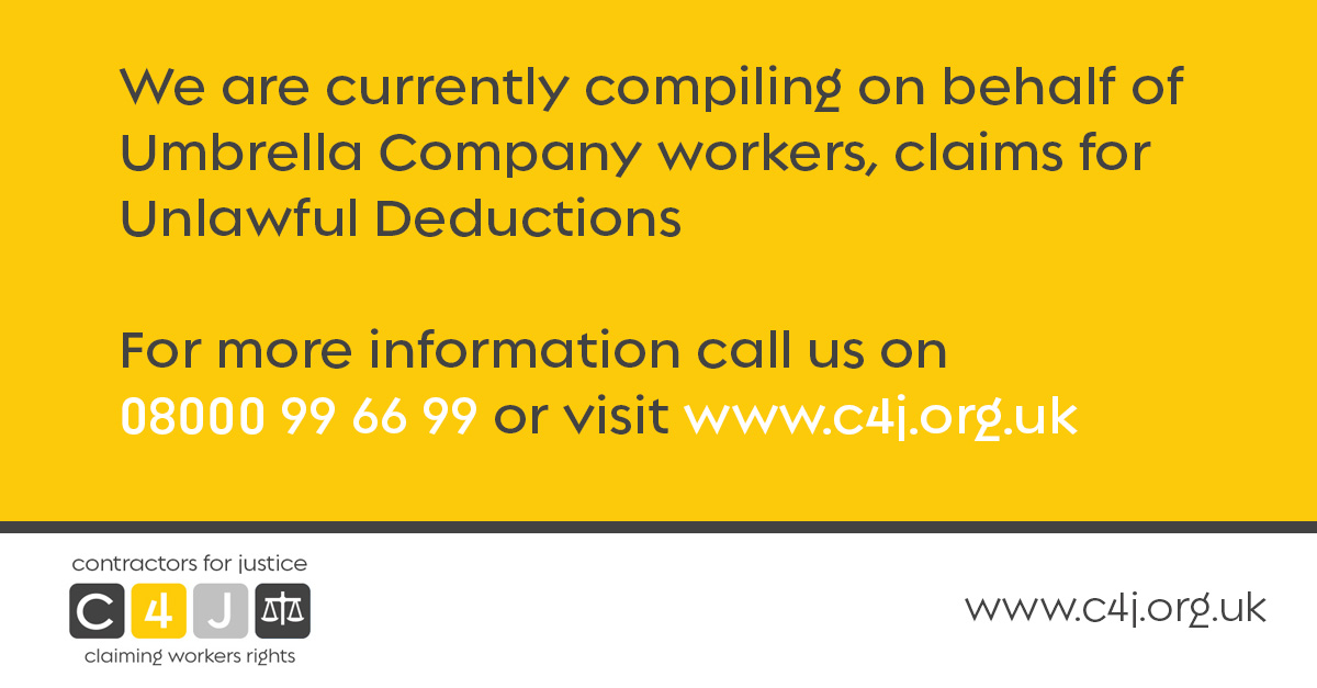 claimscompgroup's tweet image. #c4j #contractorsforjustice #umbrellacompany #unlawfuldeductions #claim