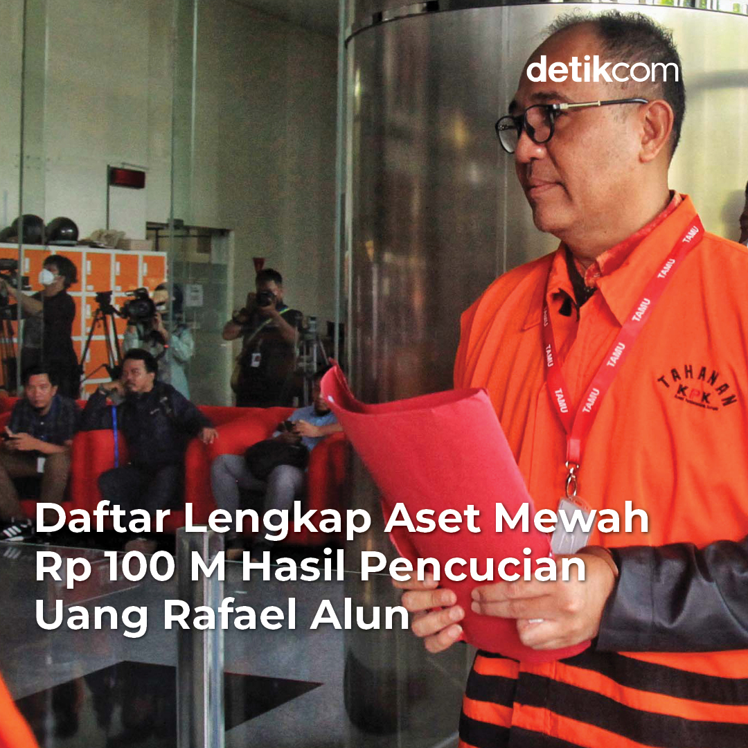 detikcom's tweet photo. Rafael Alun didakwa melakukan tindak pidana pencucian uang (TPPU) yang diduga hasil korupsi. Jaksa membagi TPPU yang dilakukan Rafael dalam dua tahap yang jika ditotal jumlahnya mencapai Rp 100 miliar.

Apa saja aset mewahnya? https://t.co/KWSVp8Icrt