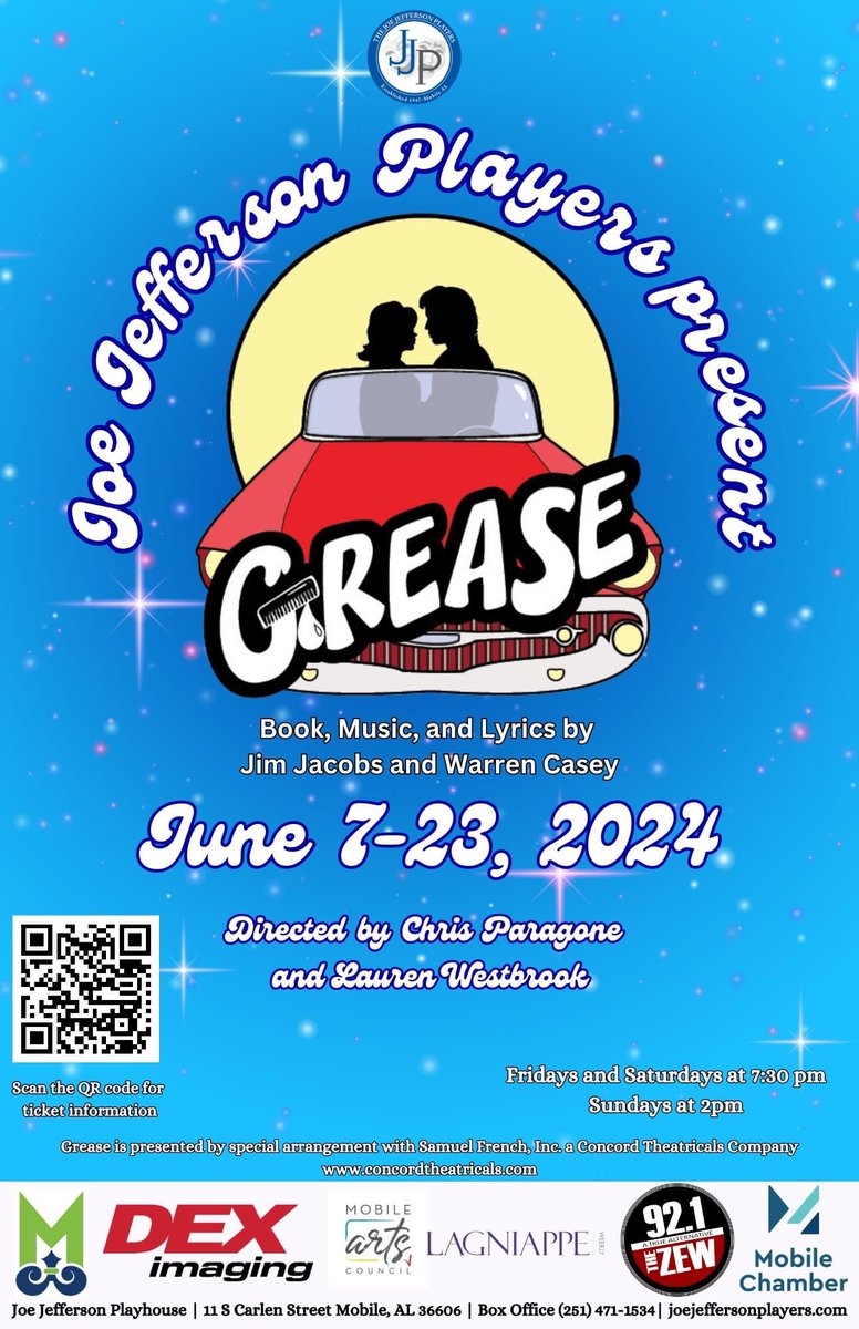 jjplayers's tweet photo. We have been announcing this in our curtain speech of 9 to 5 but now the cat is officially out of the bag! Our final show of the 2023-2024 season is changing. We are excited to announce it is going to be GREASE directed by Chris Paragone and Lauren Westbrook! https://t.co/nBv8whLtrp
