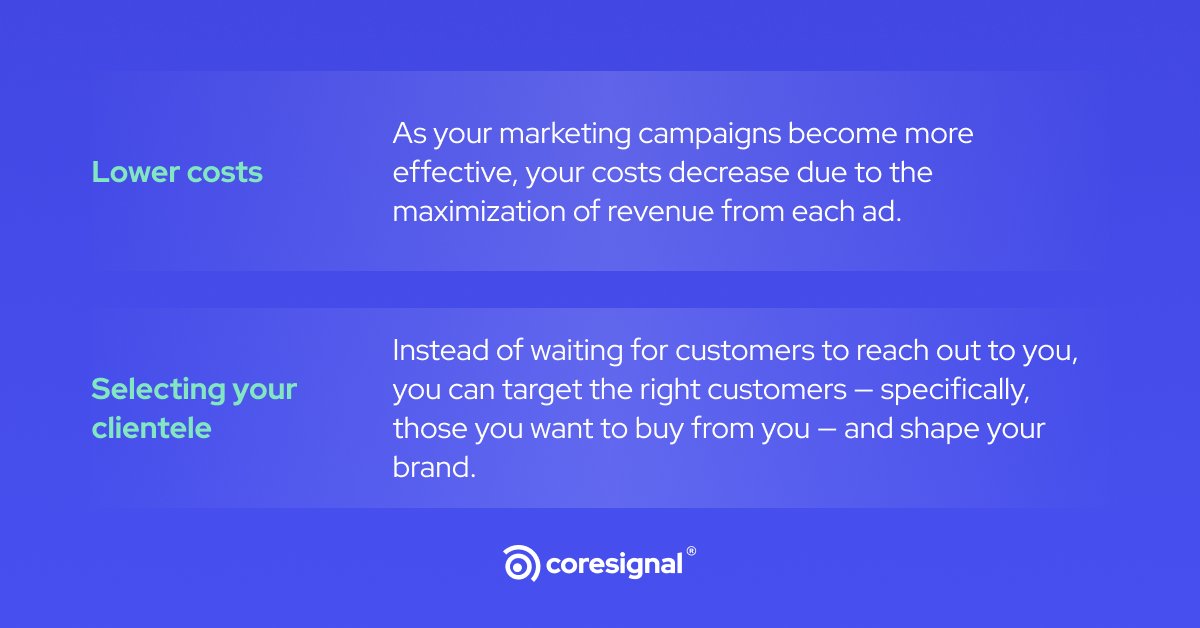 CoresignalHQ's tweet image. Utilizing #marketsegmentation fueled by public #webdata is key to staying competitive. 🔑

By dividing your #markets into segments, you break free from generic strategies and can tailor approaches to individual customer needs. And this isn&apos;t the only advantage of it. ⬇️