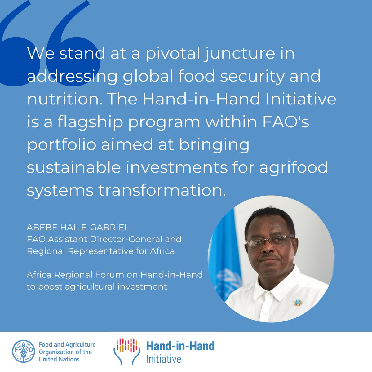 📢Happening Now!

🤝🏿Africa Regional Forum on the Hand-in-Hand Initiative

Great to hear from African countries on their investment cases for agrifood systems transformation.   

#4Betters #Digital4Impact #AgInnovation