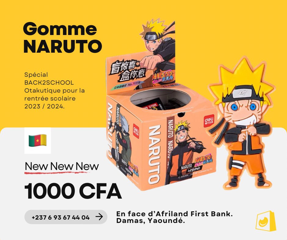 otakutique's tweet photo. Spécial Rentrée Scolaire OTAKUTIQUE. STOCK LIMITÉ 👀 | Prix, Contact &amp; Adresse sur l’image. Agenda Harry Potter, Gommes Naruto.
Expédition vers d’autres villes possibles! 
#Otakutique #Yaounde #Douala #Cameroon https://t.co/uJvBHf0Gai