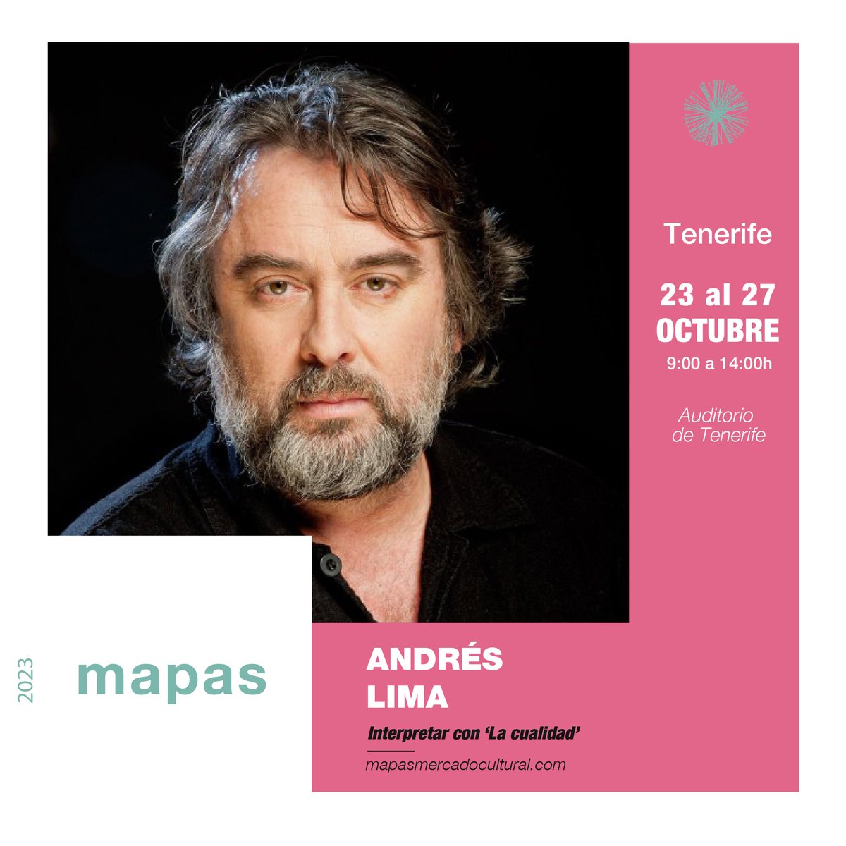 📢 ¡Última formación de #CampusMAPAS2023!  

Adéntrate en el mundo de la interpretación de la mano de Andrés Lima👉🏻 Conoce la propuesta formativa presencial dirigida a profesionales del sector.  

 ¡Plazas limitadas!  

ℹ️ Inscríbete  en nuestra web 📲 mapasmercadocultural.com