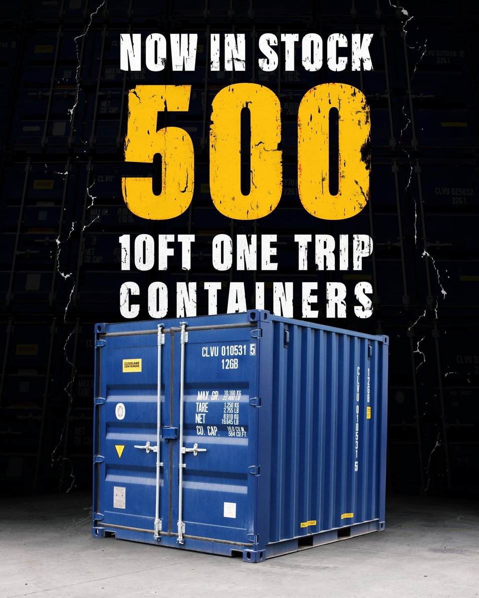 Levelling up our stock game with 5️⃣0️⃣0️⃣ x 10fts landing soon! 😎

💰 Prices from £2995, with bulk discounts available!

Our 10ft containers are the perfect option for any small to medium sized storage requirements, to find out more: clevelandcontainers.co.uk/containers/10f…

#WeBoxClever