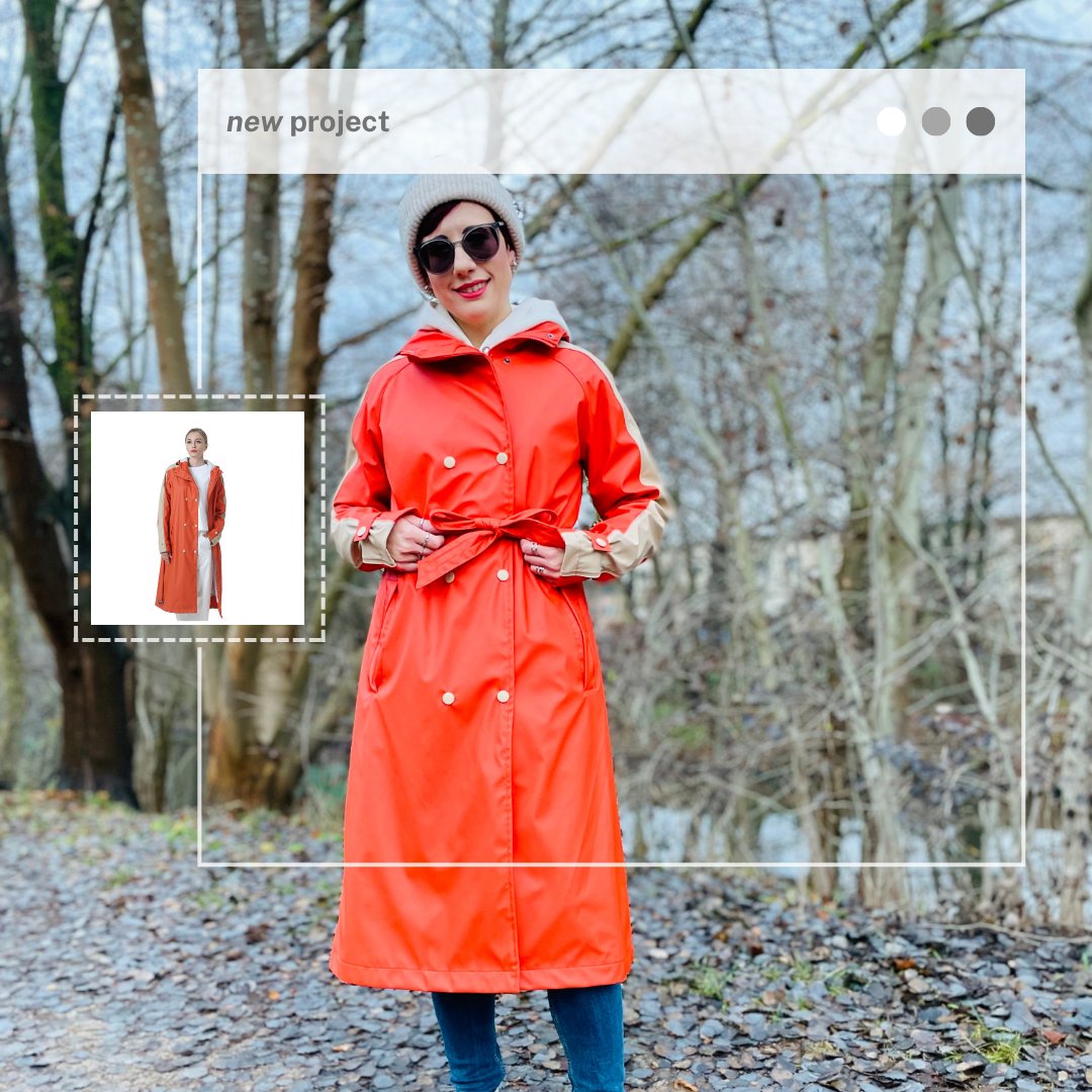Perfect for autumn.
Two-tone colour blocking with different colours on the sleeves and front for a more personal style.

#dingyweather #raincoats #rainwear #rains #longcoat #autumn #autumnstyle #autumncoat