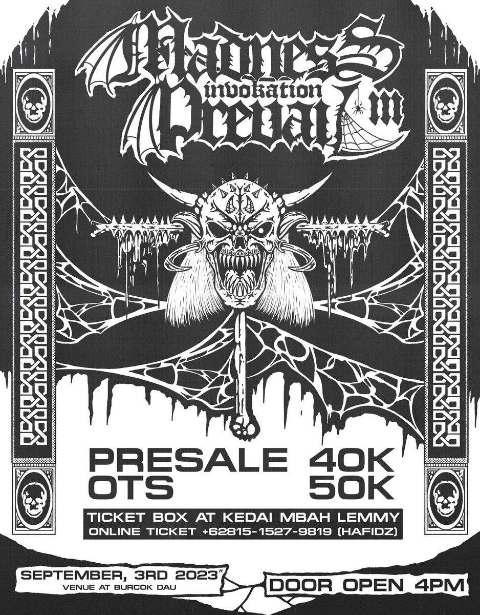 tinoadiwcksno's tweet photo. MADNESS INVOKATION PREVAIL : III

DEATHRONED 
MILES TO PURGATORY - SEA Tour MMXXIII

SUNDAY 
SEPTEMBER, 3RD 2023

Featuring :
DEATHRONED (Surabaya)
DISSIDENT (Lamongan)
#PrivacyWarning (Surabaya)
GLUCKSFALL (Gresik)
MESIAS
1984
MOOR
KANAKO LIKES FRUIT https://t.co/kjX29w92ou
