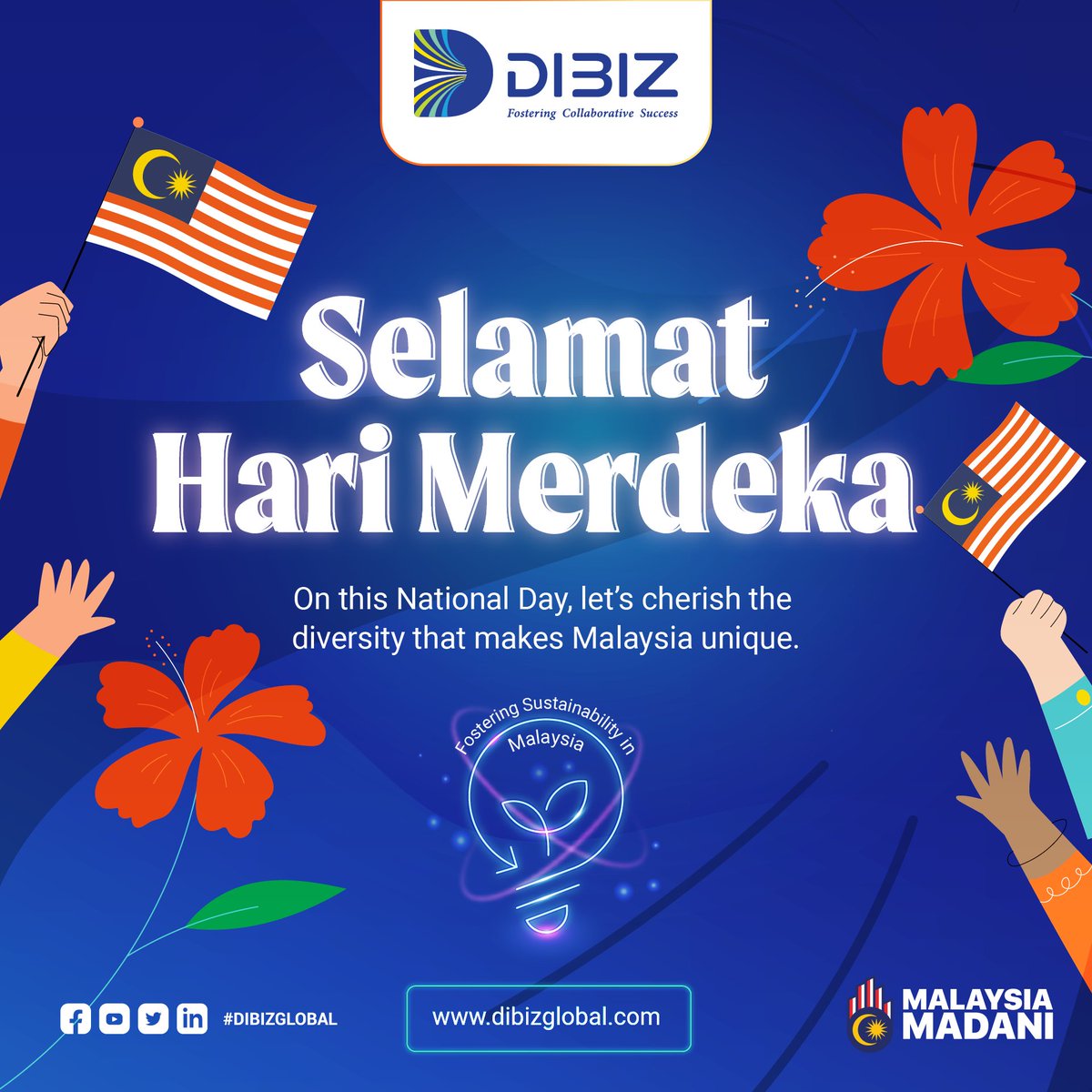 DIBIZglobal's tweet photo. Happy Merdeka Day! May this day fill you with pride and happiness as we remember the sacrifices made for our freedom. Let's celebrate unity and hope for a better future. Selamat Hari Merdeka! https://t.co/6SWfUFhVy3