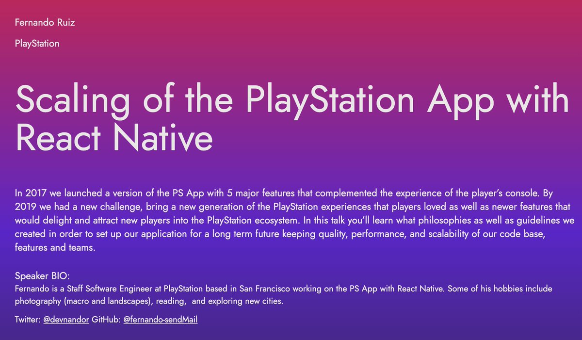 sebastienlorber's tweet image. React-Native EU is in a few days - Great conf agenda

Unfortunately won&apos;t be there 😢

But super excited to watch many of the talks.
In particular these ones 🙌:

Scaling of the PlayStation App with React Native - @devnandor 
Yes, we are all curious about how PlayStation uses RN!…