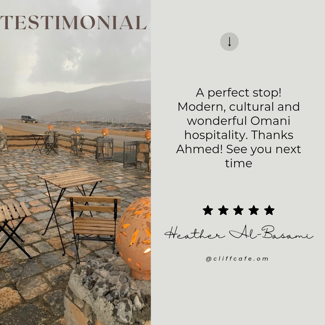cliffcafe_om's tweet photo. Turning Experiences into Testimonials 🌄💬 Thank you for sharing your memorable moments at Cliff Cafe.💙

#JabalShams #JebelShams #Muscat #Oman #VisitOman #MuscatBloggers #CoffeeLover #CoffeeTime #CoffeeShop #CoffeeGram #GrandCanyon #CafeLife #MuscatOman #OmanMuscat #CaffeTime https://t.co/O0RufHlrjS