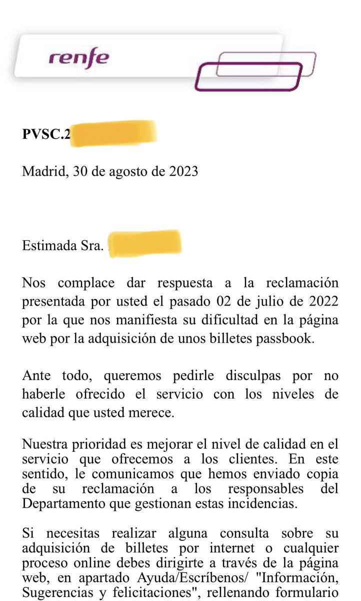 celitaita's tweet photo. Más de un año ha pasado para que @Renfe conteste a una reclamación… mi madreeee! https://t.co/J1cD93ajUv