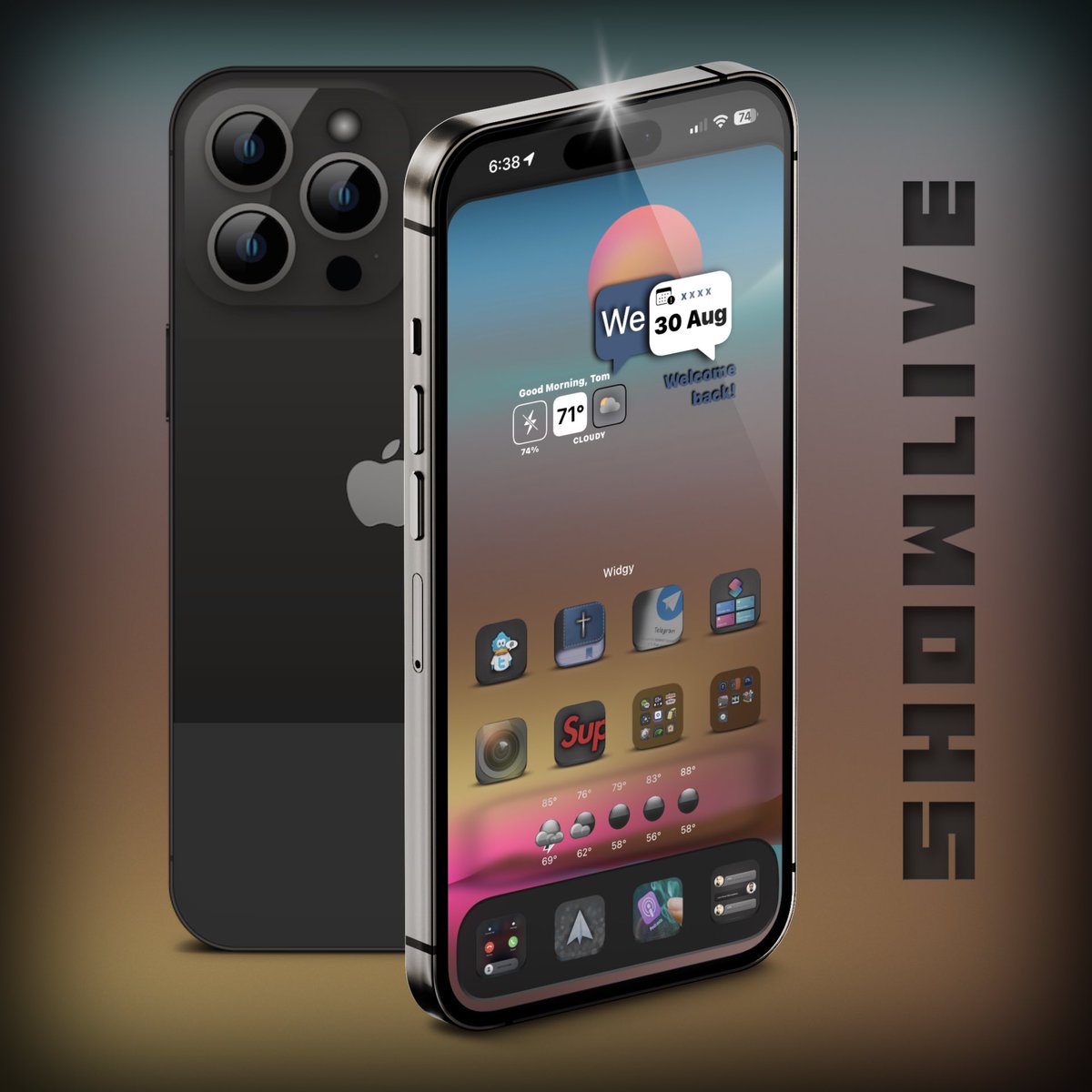 tombowie's tweet image. #iOS166 #iPhone14PM #NoJailBreak 
Icons - #Grungy @XaBdOooX 
Overlay - @bulldog5278
Widget - @RossArtUI 
HS theme - #ShowBoardAlpha
Wall - @alex2clemente 
#ShowLive #screenshotSL #SmartWallpaperArt @SeanKly