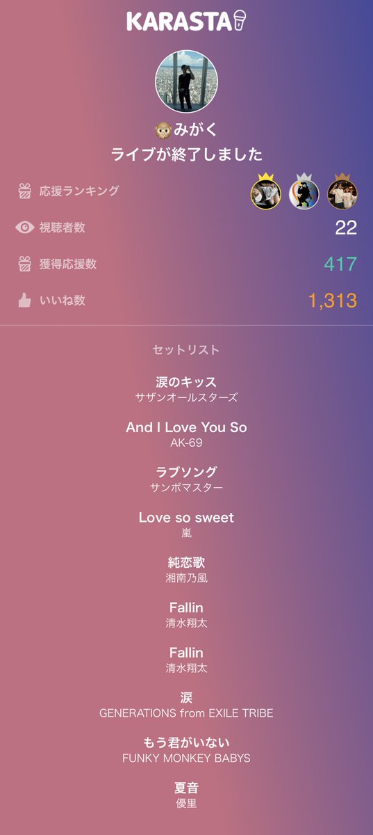 🙊みがくのライブ配信は最高の歌声でした！ありがとう！
#KARASTA #カラスタ karasta.net/profile/wj1865…