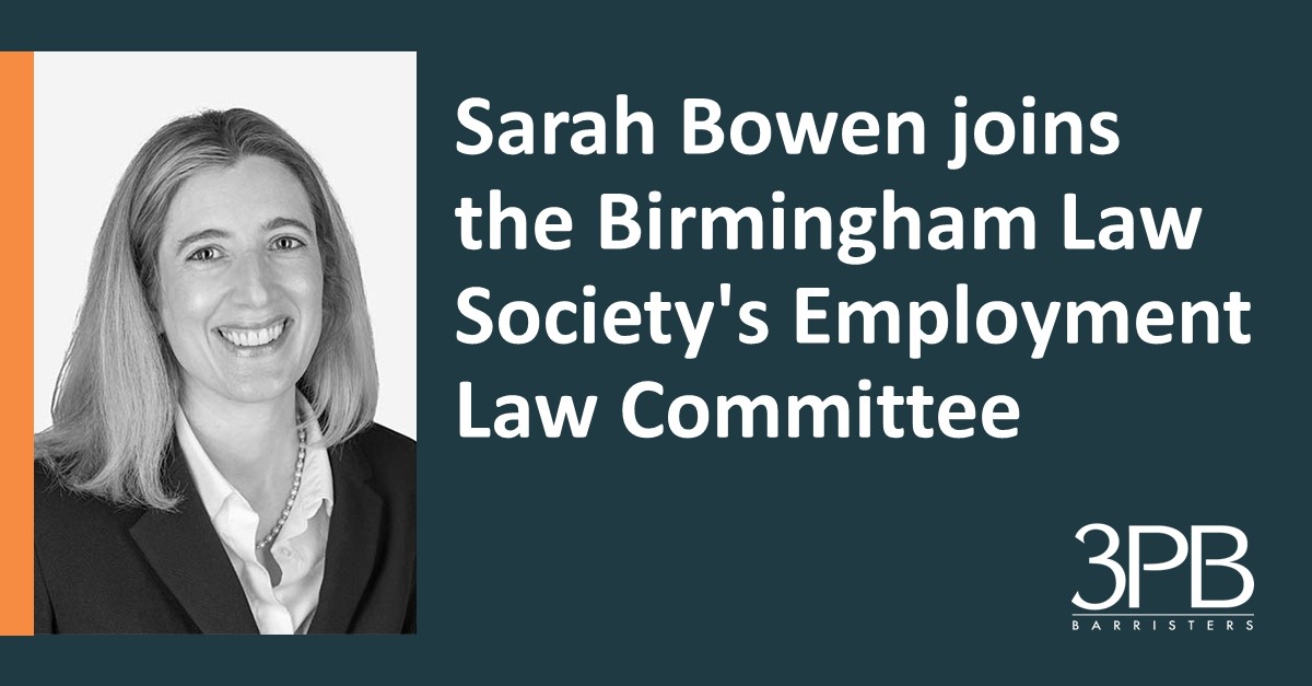3PB (@3pbchambers) on Twitter photo 3PB's specialist Employment, Discrimination and Education barrister Sarah Bowen has joined Birmingham Law Society's Employment Law Committee.
3pb.co.uk/sarah-bowen-jo…
<a href="/BhamLawSociety/">Birmingham Law Society</a> #birminghamlawsociety #employmentlaw #employmentbarrister 3PB's specialist Employment, Discrimination and Education barrister Sarah Bowen has joined Birmingham Law Society's Employment Law Committee.
3pb.co.uk/sarah-bowen-jo…
<a href="/BhamLawSociety/">Birmingham Law Society</a> #birminghamlawsociety #employmentlaw #employmentbarrister