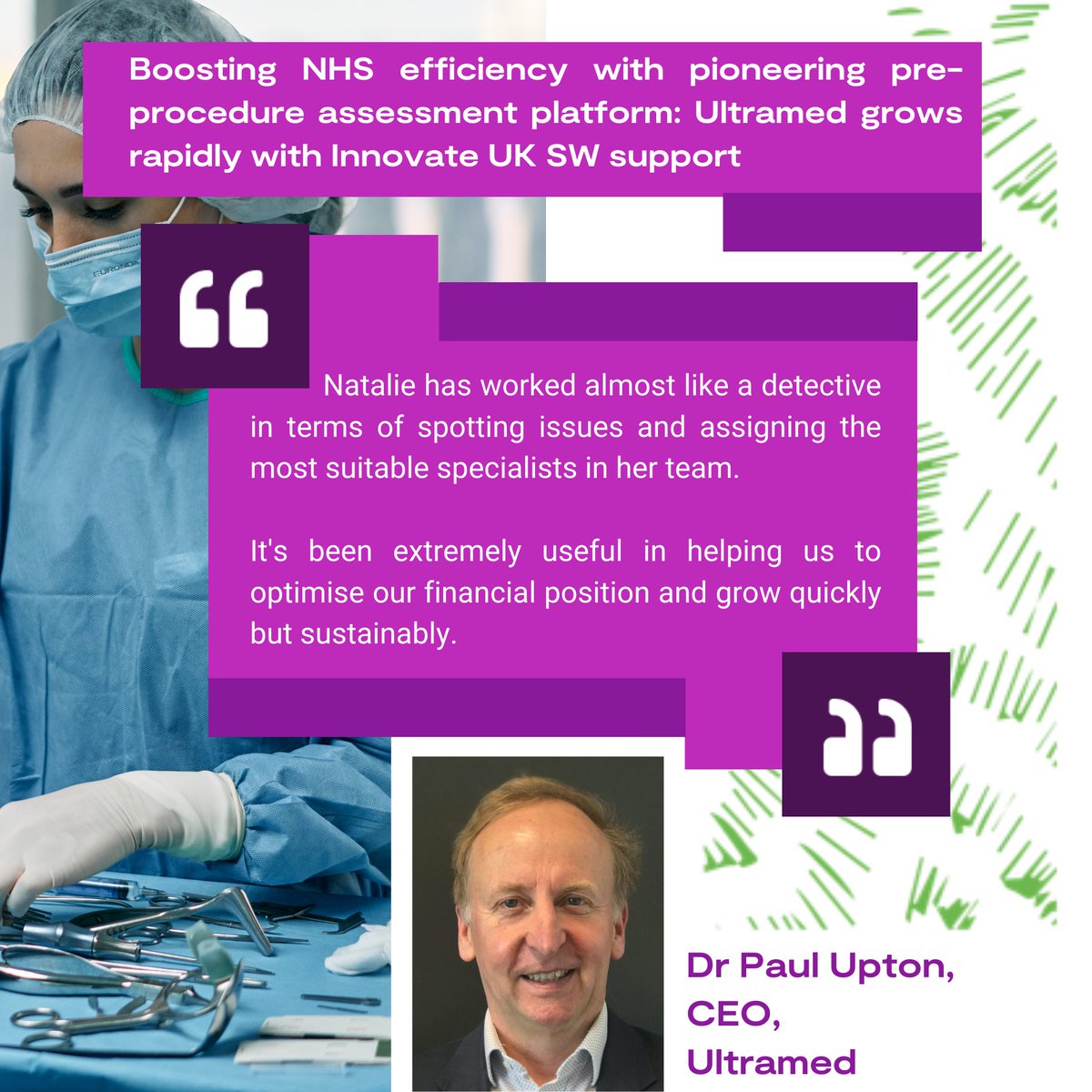 Ultramed is increasing the efficiency and cost effectiveness of NHS operations with its pioneering pre-procedure assessment platform. 

Find out how they reached commercialisation with game-changing growth support.  
bit.ly/3spY9LK 

#Medtech #NHSinnovation
