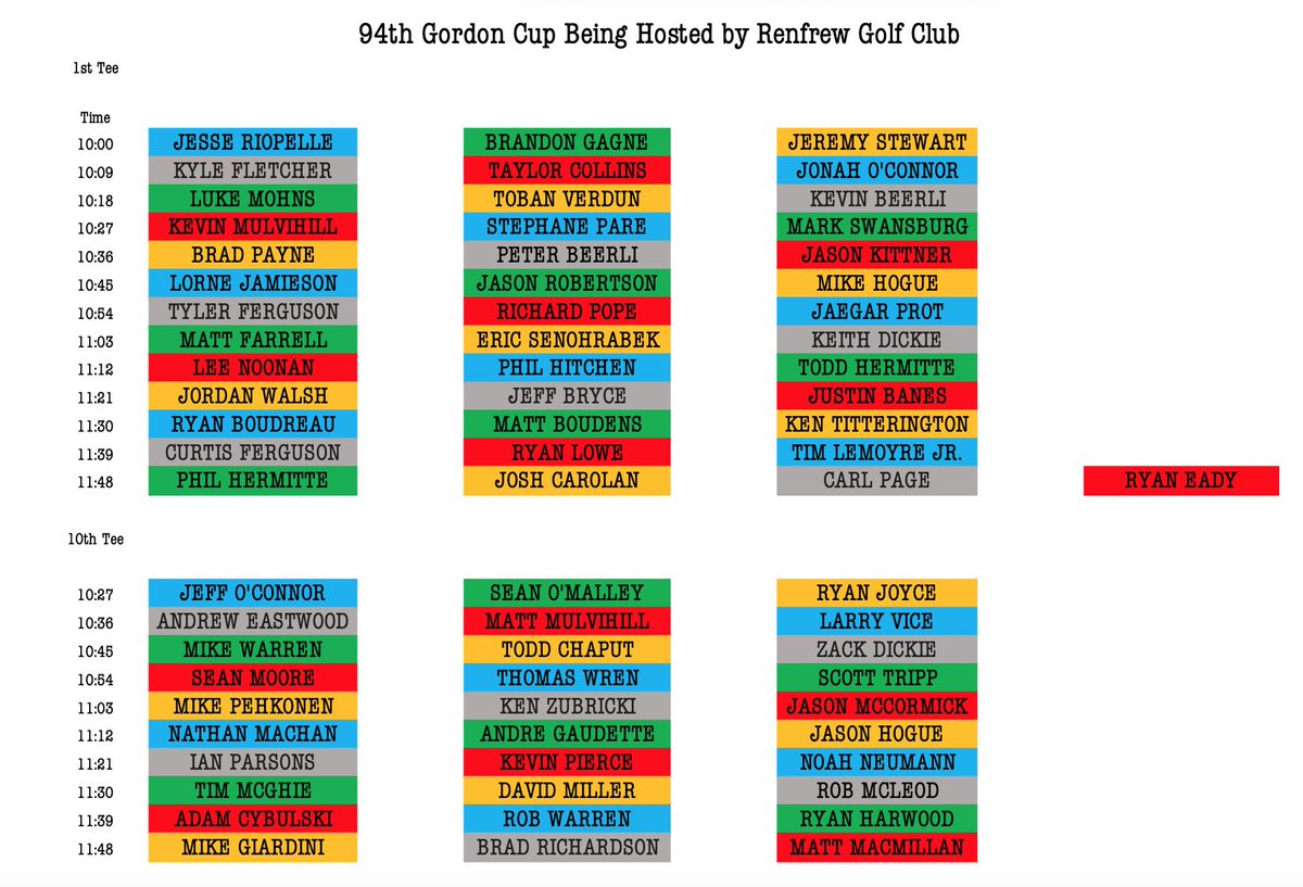 Tee Times for the Gordon Cup are now available!
Competition begins Saturday, Sept 9th