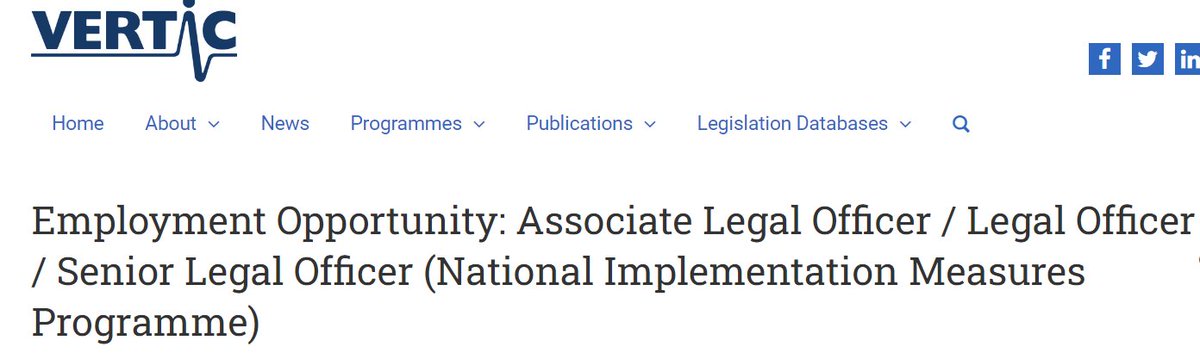 #JobOpportunity 🚨
<a href="/vertic_org/">VERTIC</a>'s National Implementation Measures Programme is looking for a new team member to join as Associate Legal Officer / Legal Officer / Senior Legal Officer

🗓️Apply by 6 Sept. 23
🔗Learn more: bit.ly/45R7JGa