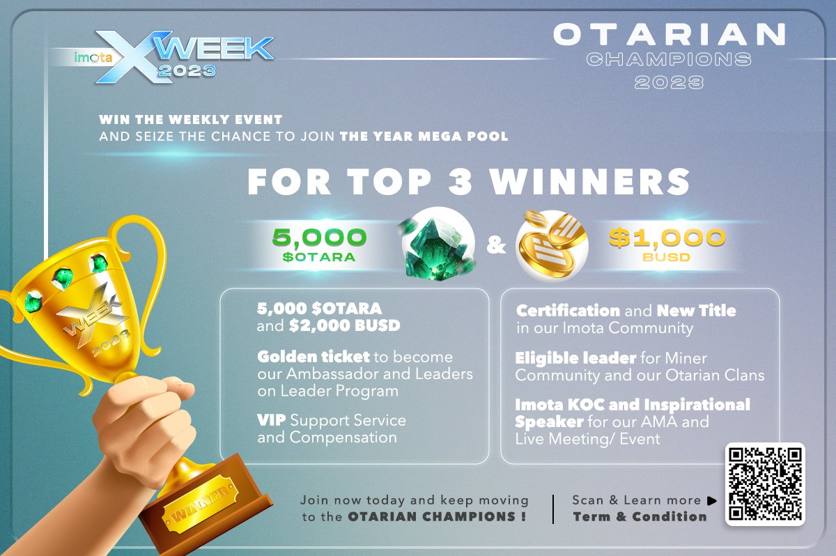 Imota_app's tweet photo. We're perceiving all of your support! 
📣 ATTENTION all existing Imota users, X WEEK 2023 1 is a great deal for you to make a referral 🍻 
Let's make a widespread event! Share to someone who want to become #Otarian Champions 😉 https://t.co/rUJ770oXSx