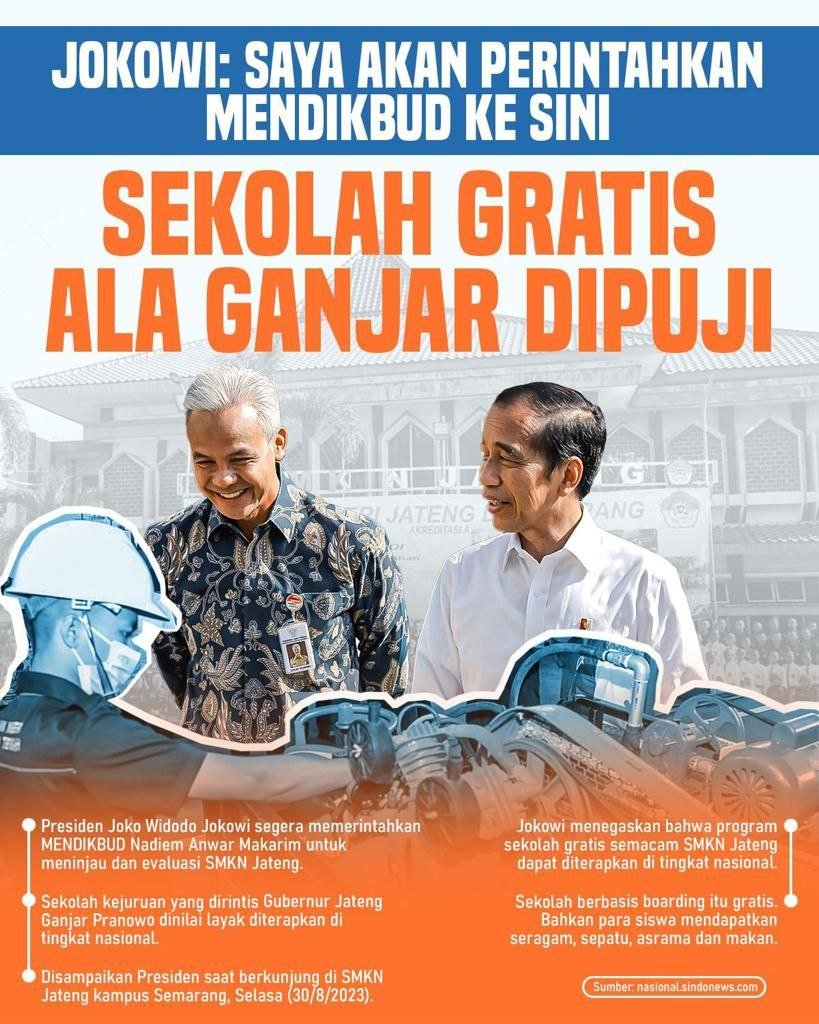 Andres_Muriii's tweet image. Sekolah ala Ganjar Pranowo yaitu SMKN Gratis di Jateng dipuji presiden Jokowi 
#sosok