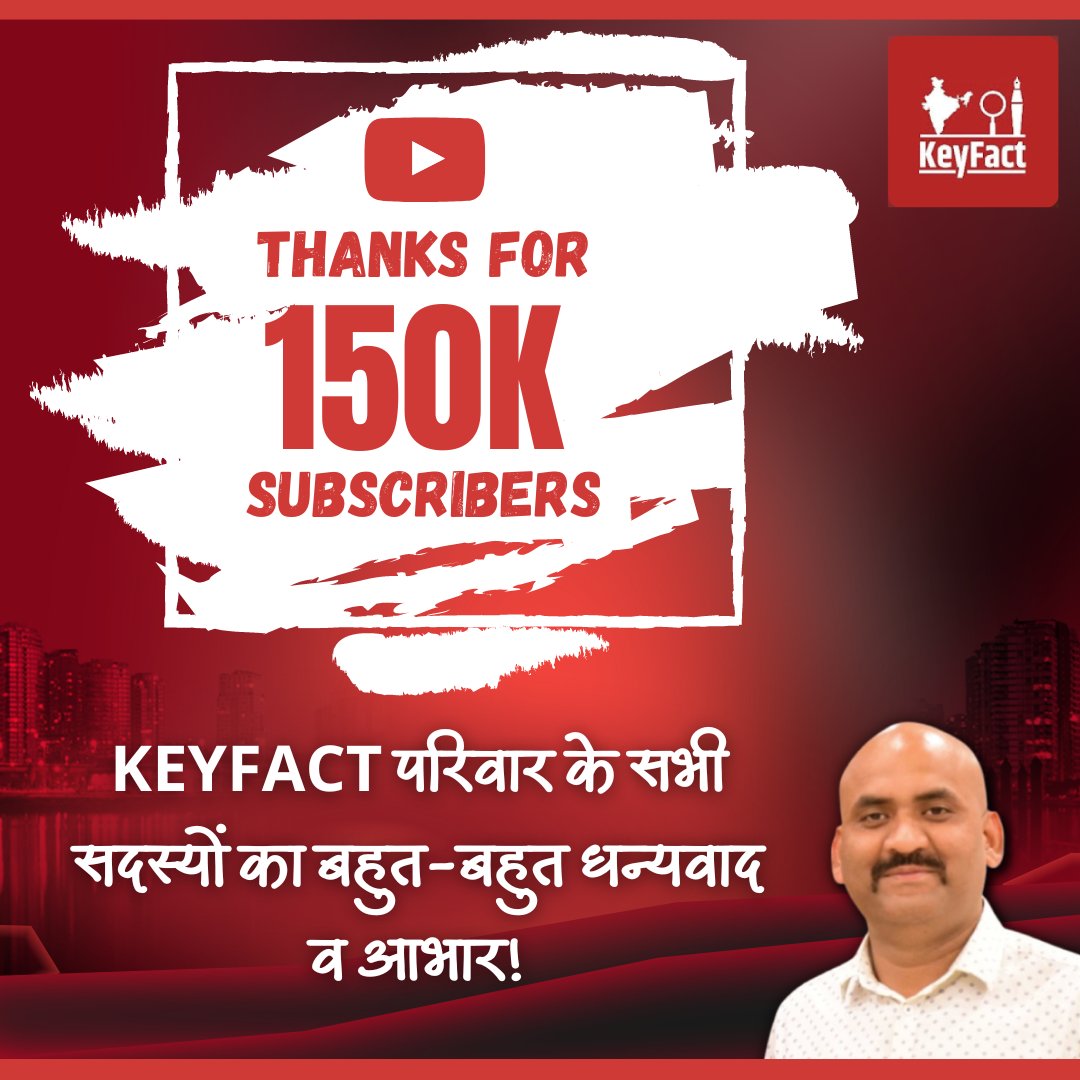 KeyFact1's tweet photo. आप सभी को नमस्कार प्रणाम!
KeyFact परिवार के 150K सदस्य पूरा होने पर परिवार के सभी सदस्यों का बहुत-बहुत धन्यवाद व आभार!
#150KSubscribers #KeyFact https://t.co/wN6A3d3DyF